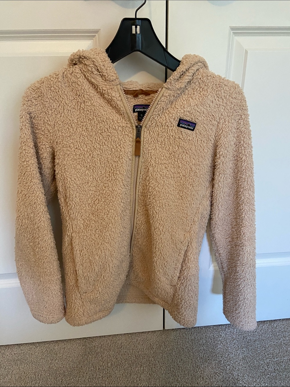 Patagonia Kids Beige Sherpa Zip Hoodie